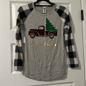 Grey Plaid Christmas Small Shirt